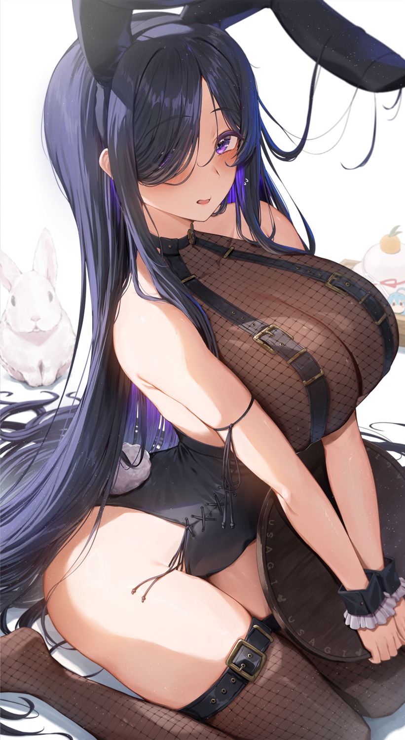 animal_ears bunny_ears bunny_girl neshia_(tsaqif0309) no_bra tail thighhighs