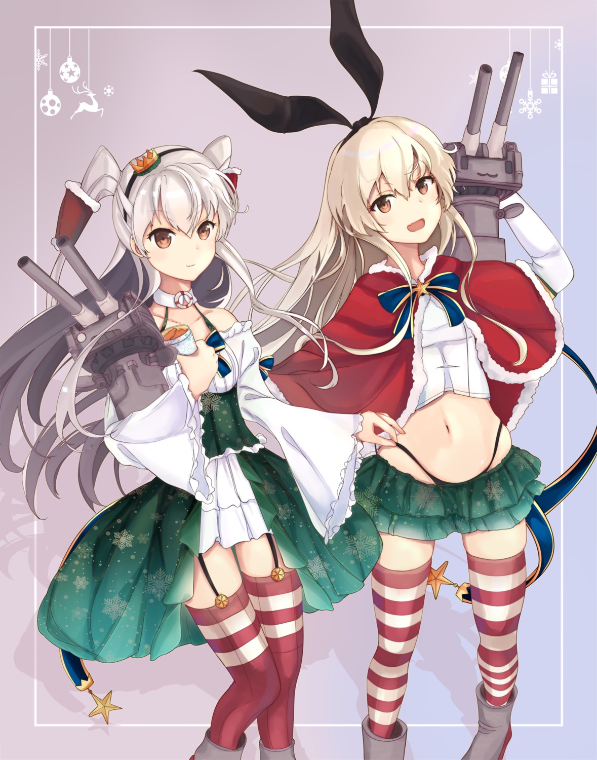 amatsukaze_(kancolle) christmas himeyamato kantai_collection pantsu rensouhou-chan rensouhou-kun shimakaze_(kancolle) stockings thighhighs