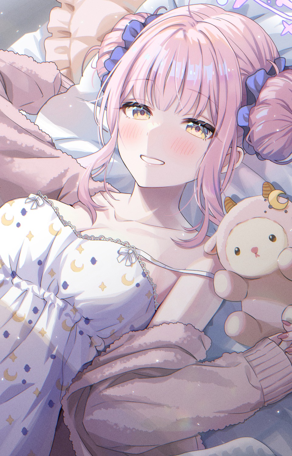 angel blue_archive cleavage dress misono_mika momomoi_momoi sweater