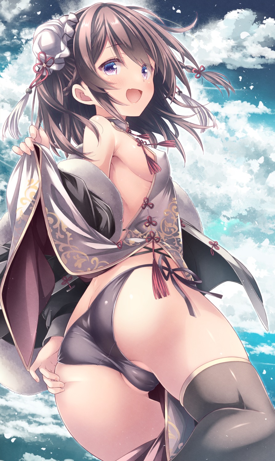 ass cameltoe chinadress erect_nipples loli no_bra pantsu ryo_(botsugo) skirt_lift string_panties thighhighs thong