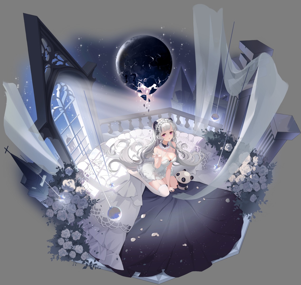 animal_ears dress landscape no_bra stockings thighhighs transparent_png zuo600