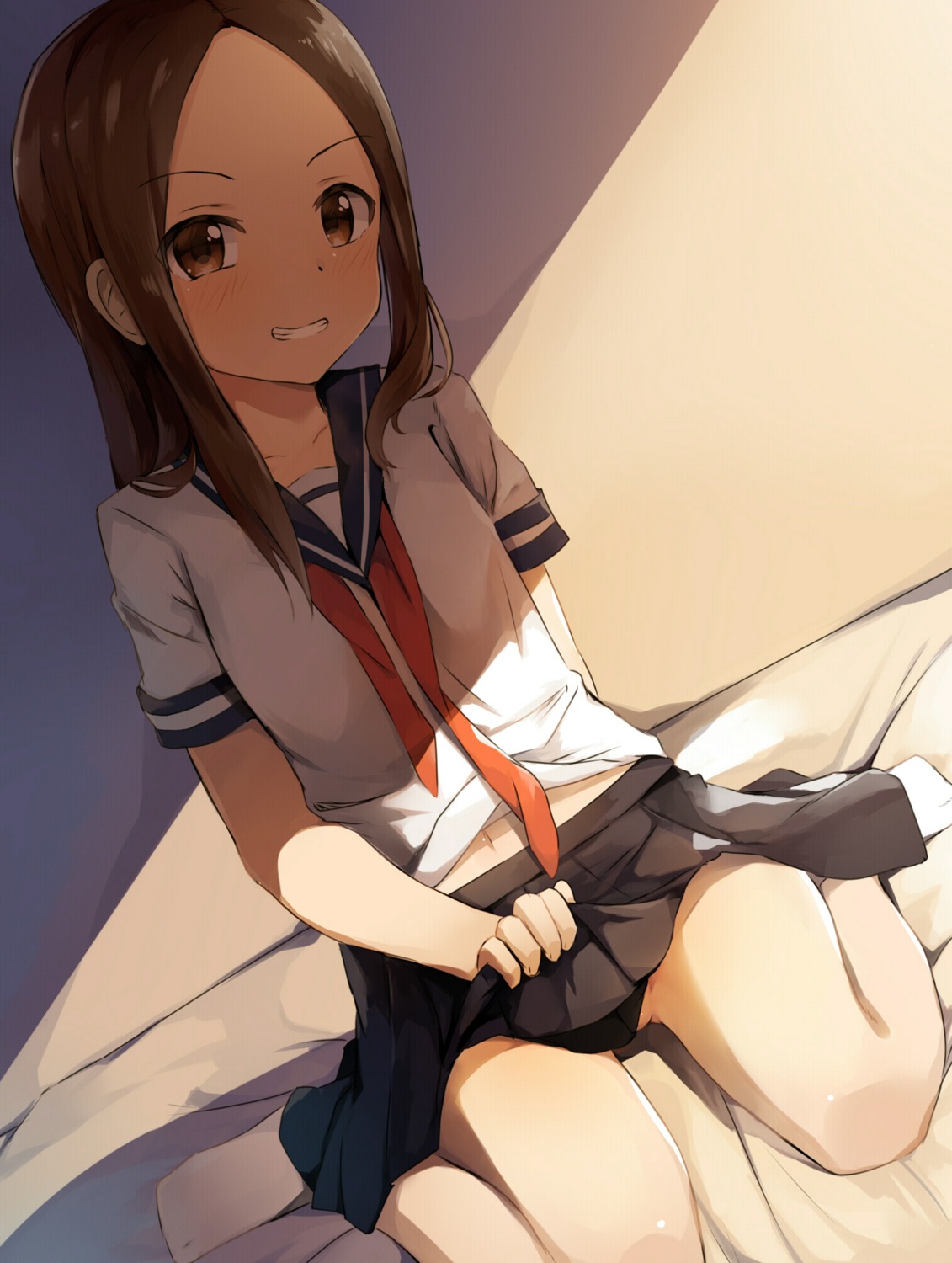 karakai_jouzu_no_takagi-san nopan seifuku seneto skirt_lift takagi-san