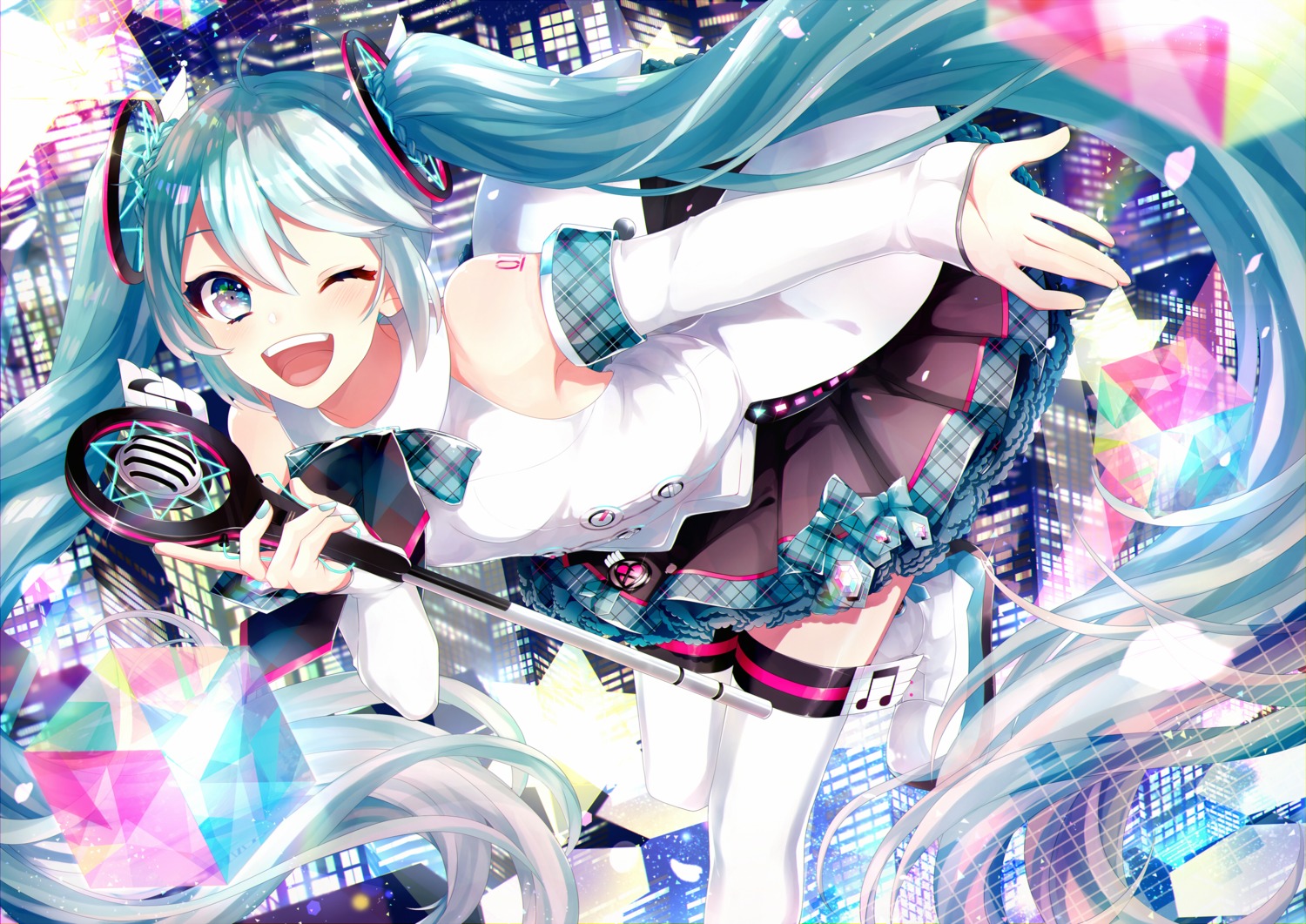 gari hatsune_miku magical_mirai tattoo thighhighs vocaloid