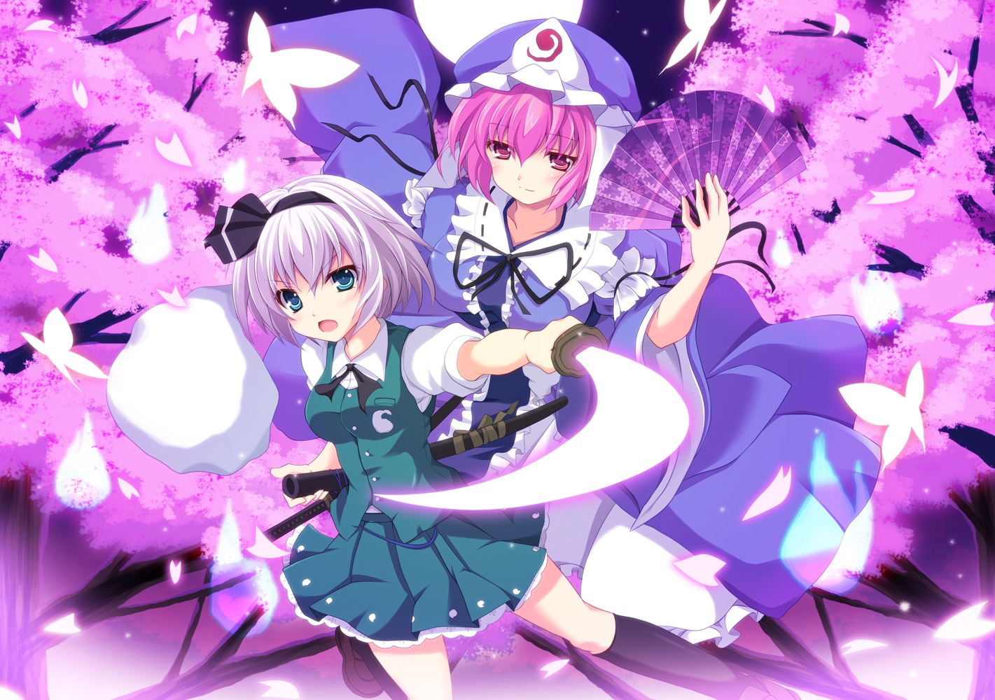 cross dress konpaku_youmu saigyouji_yuyuko sword touhou