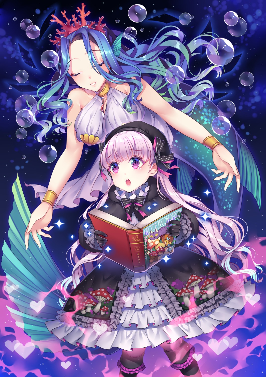 dress fate/extra fate/grand_order fate/stay_night lolita_fashion may_(2747513627) mermaid monster_girl nursery_rhyme_(fate/extra) tail