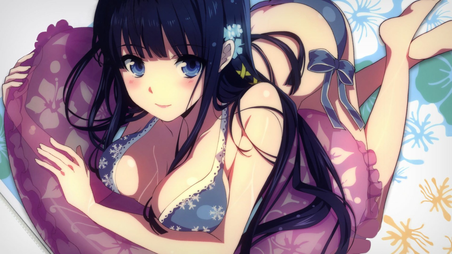 bikini breast_hold cleavage ikawa_waki mahouka_koukou_no_rettousei shiba_miyuki swimsuits wallpaper