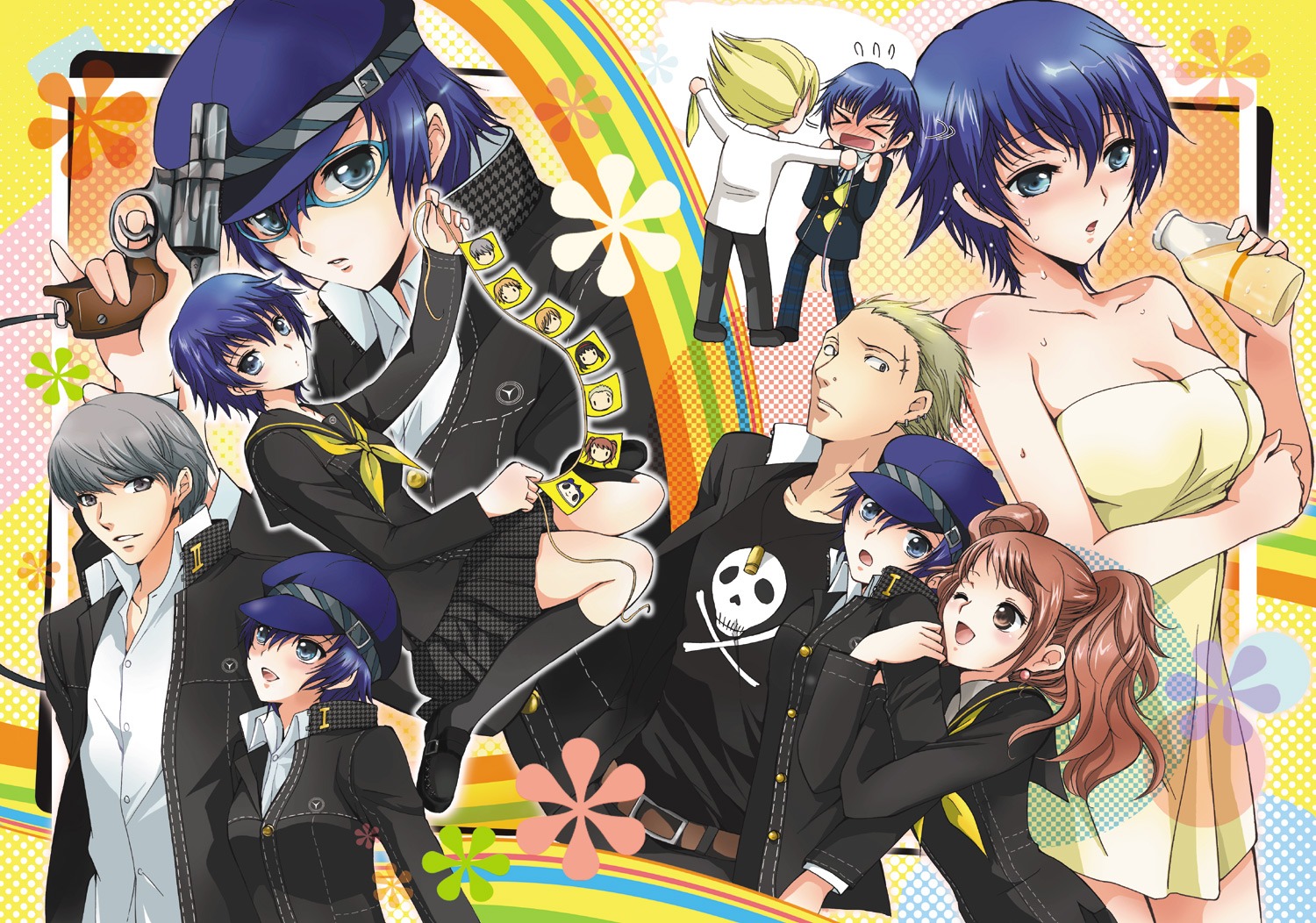 cleavage gun megane megaten persona persona_4 seifuku shirogane_naoto towel tsukako