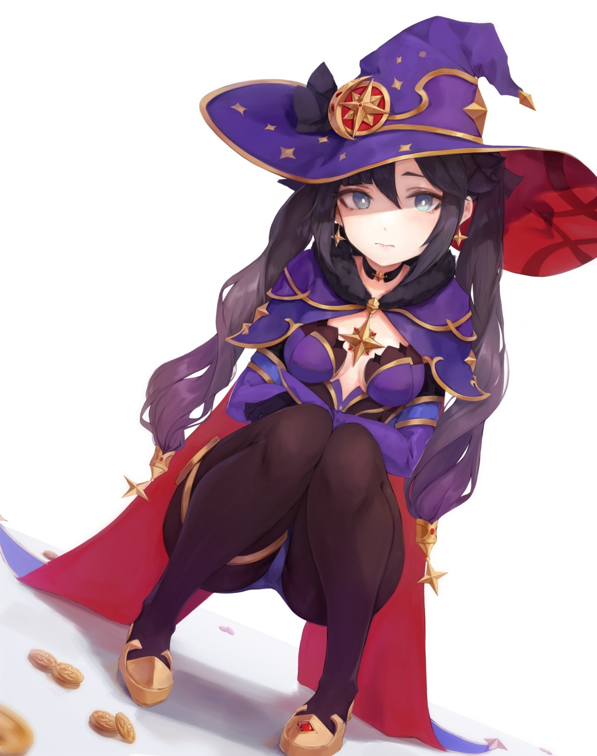 garter genshin_impact hiki_niito leotard mona_megistus no_bra pantyhose witch