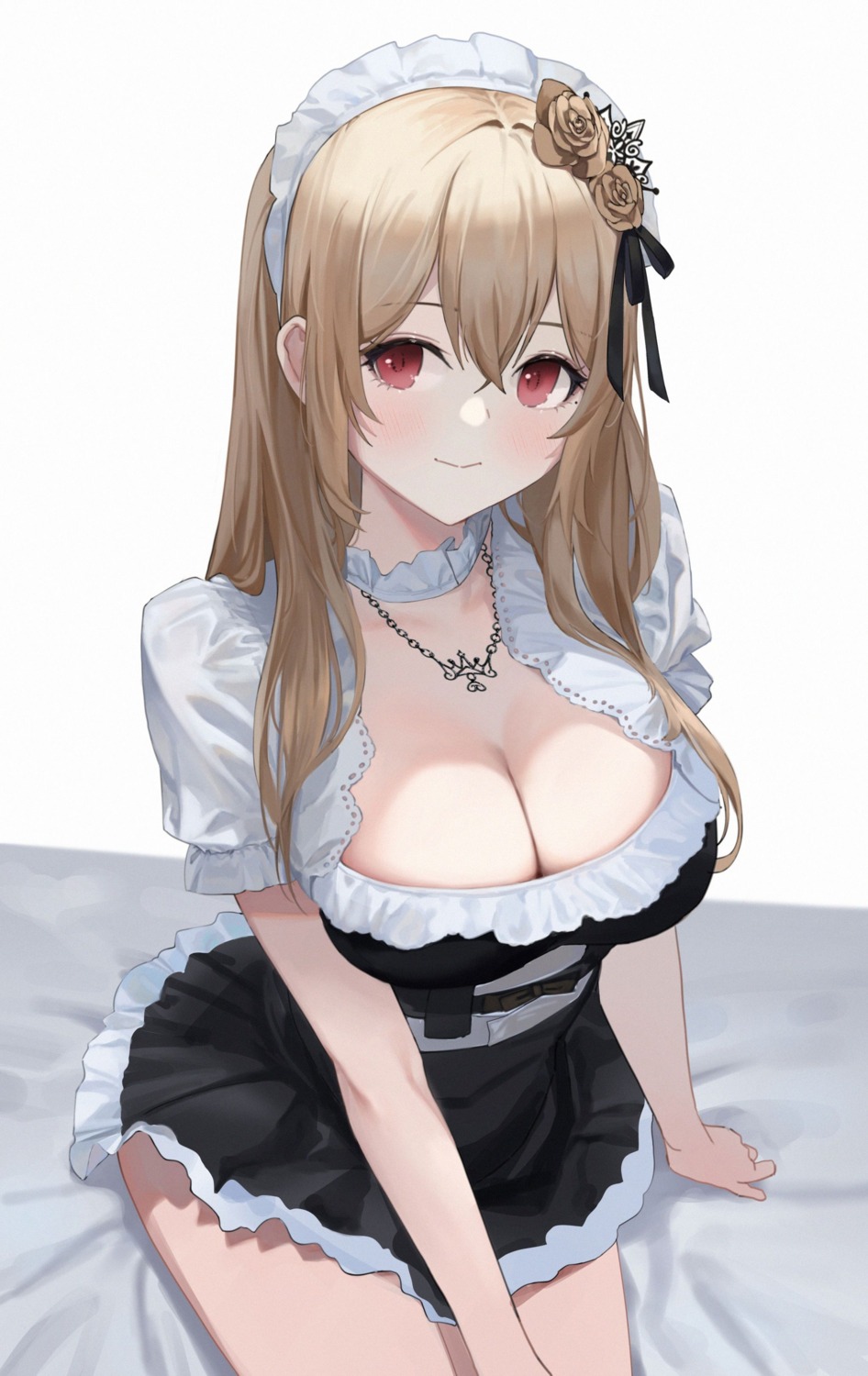 cleavage cream_(cream) maid skirt_lift tagme