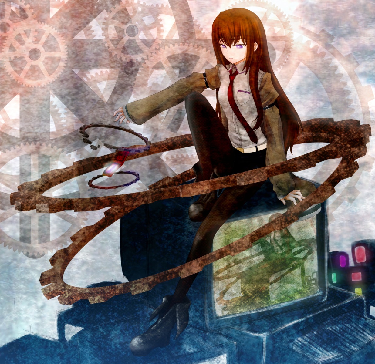 daniel makise_kurisu pantyhose steins;gate