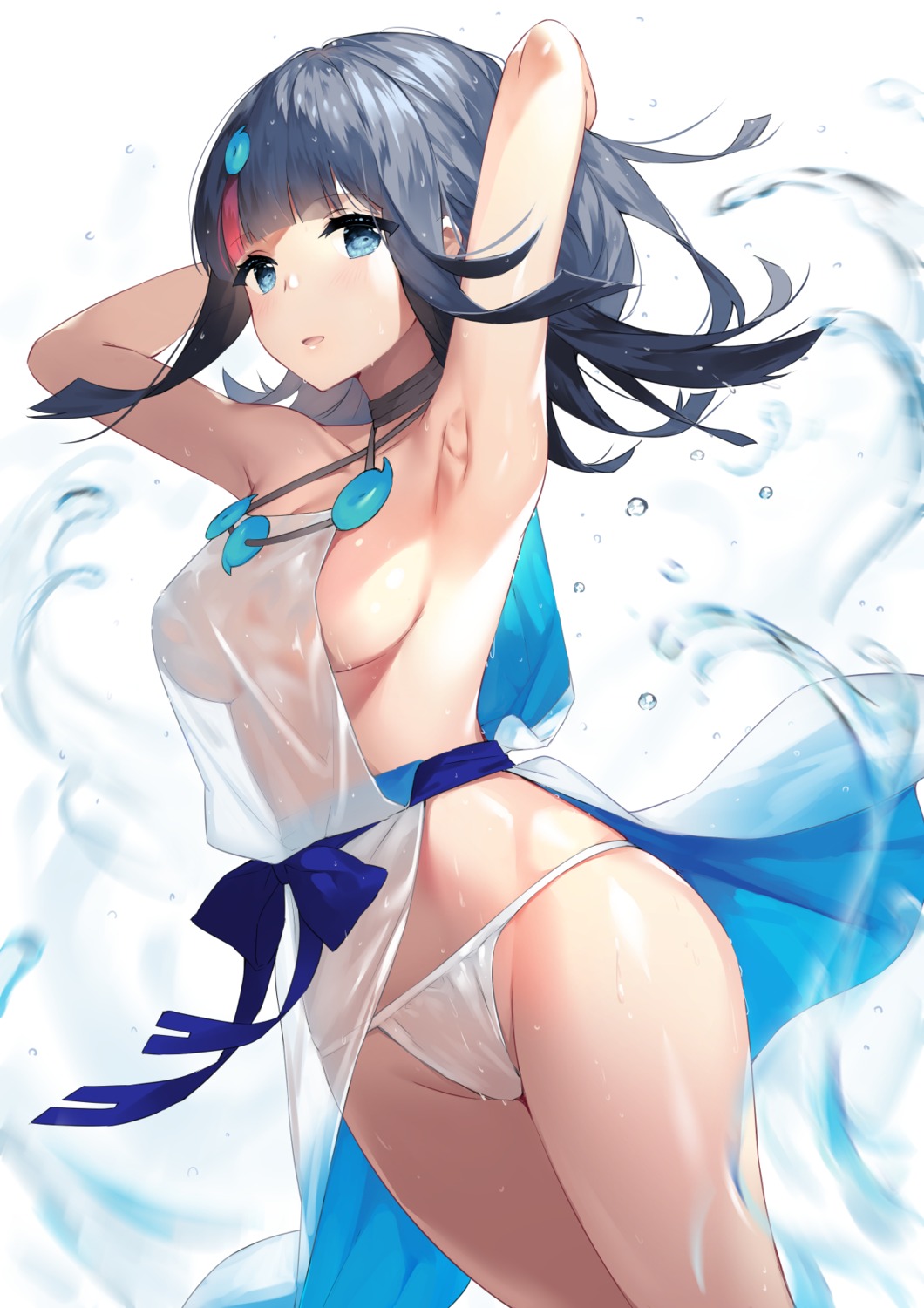 fate/requiem fundoshi japanese_clothes no_bra see_through sora_72-iro utsumi_erice wet wet_clothes