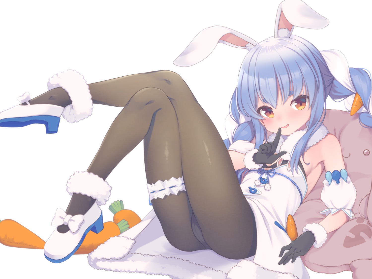 animal_ears bunny_ears bunny_girl garter heels hololive magowasabi no_bra pantyhose usada_pekora