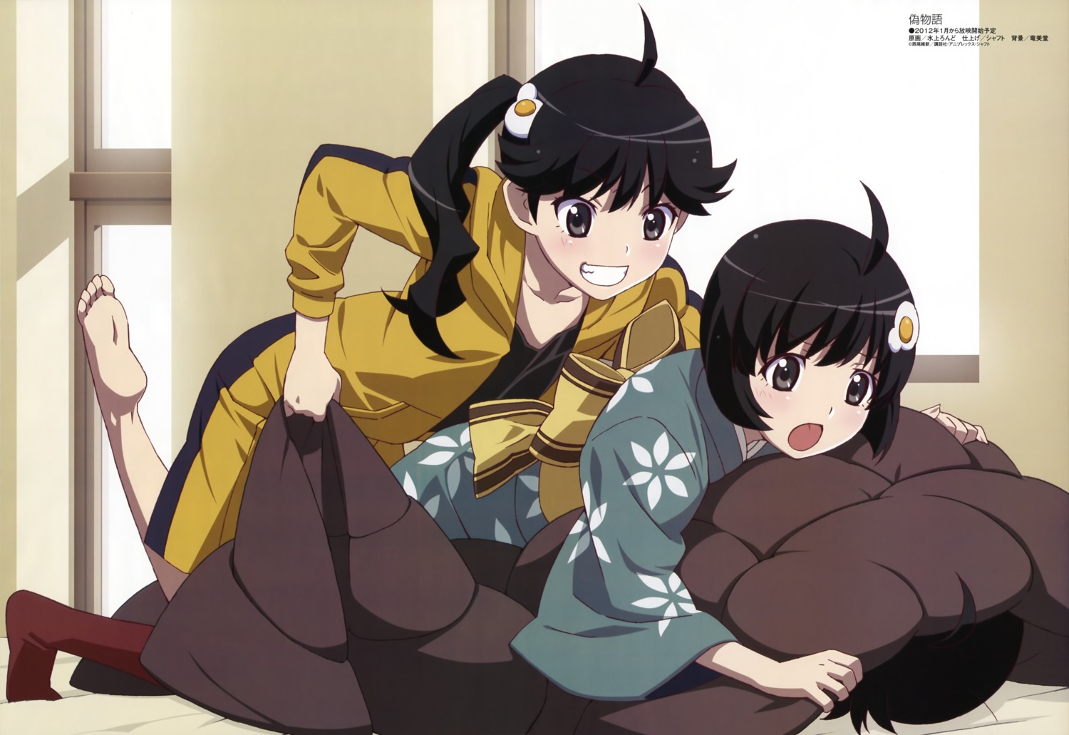 araragi_karen araragi_koyomi araragi_tsukihi bakemonogatari feet mizukami_rondo monogatari_(series) nisemonogatari