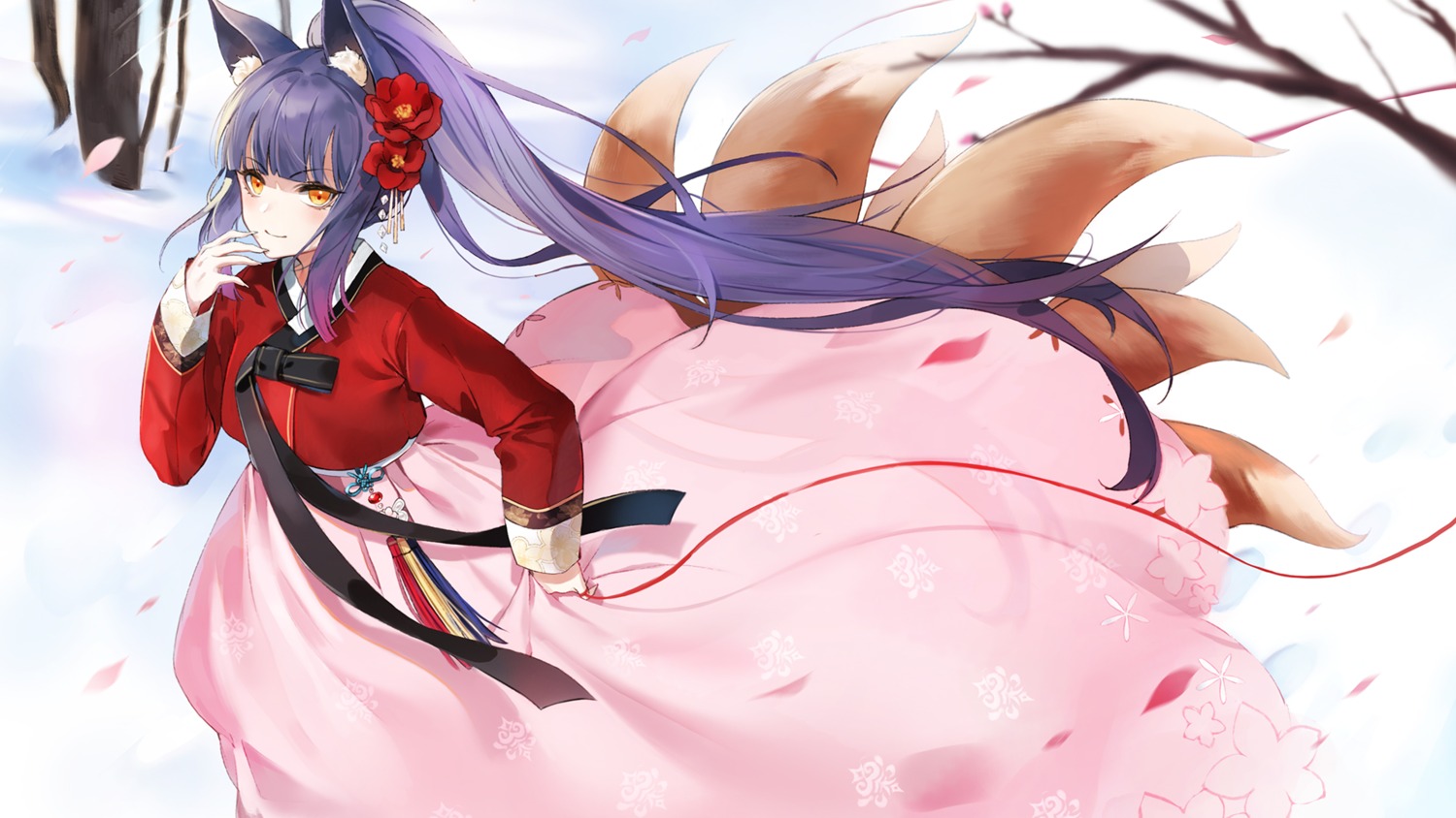 animal_ears asian_clothes emyo kitsune skirt_lift tail wallpaper