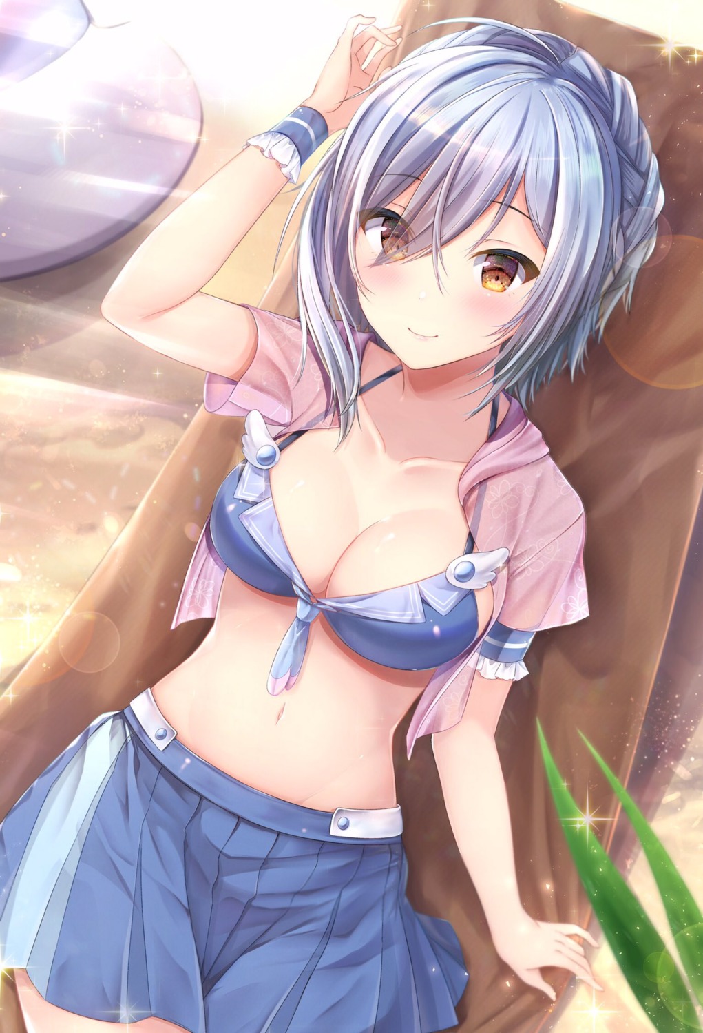 bikini_top maruma_(maruma_gic) open_shirt see_through swimsuits