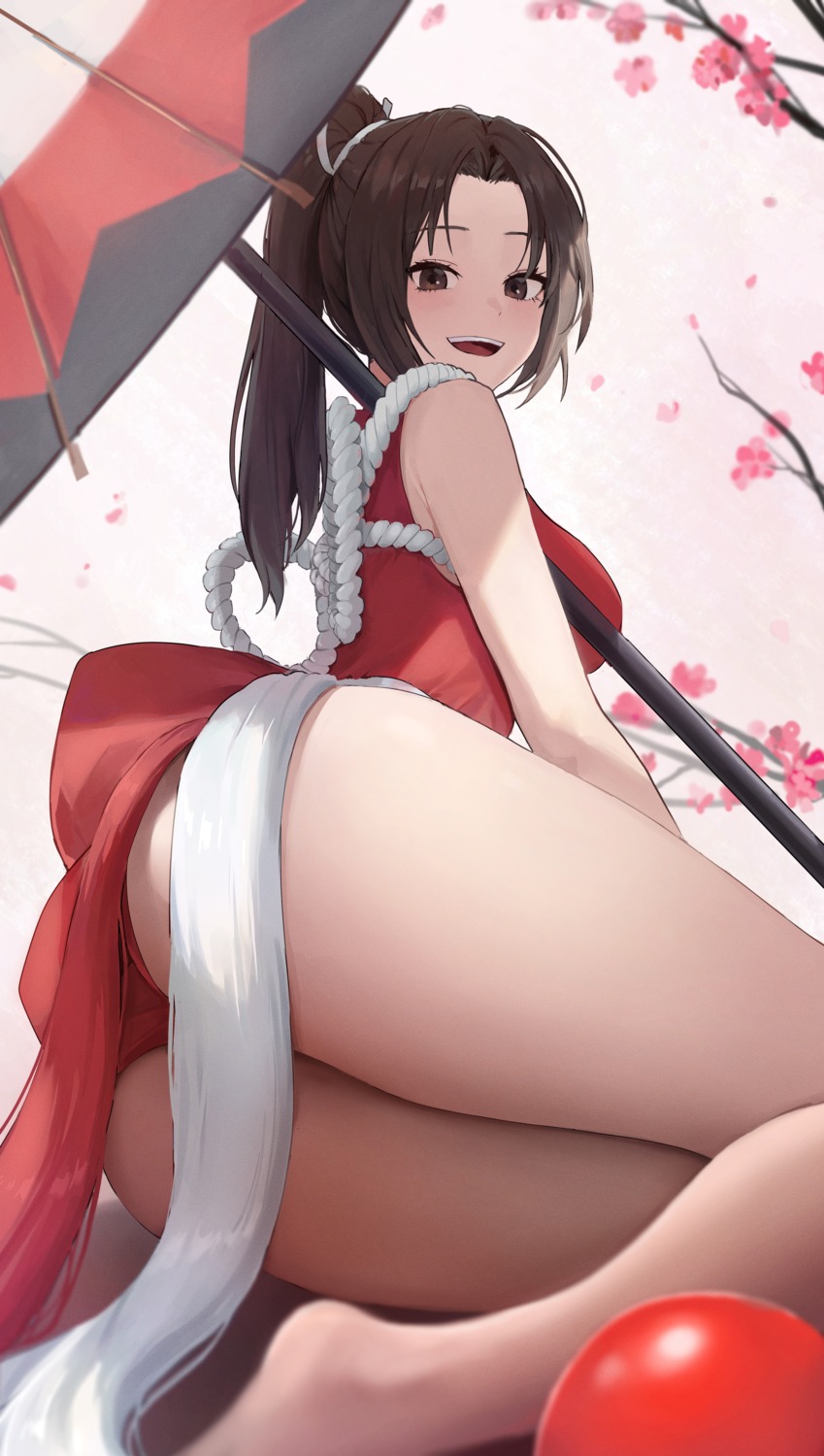 japanese_clothes king_of_fighters pantsu pigone shiranui_mai umbrella