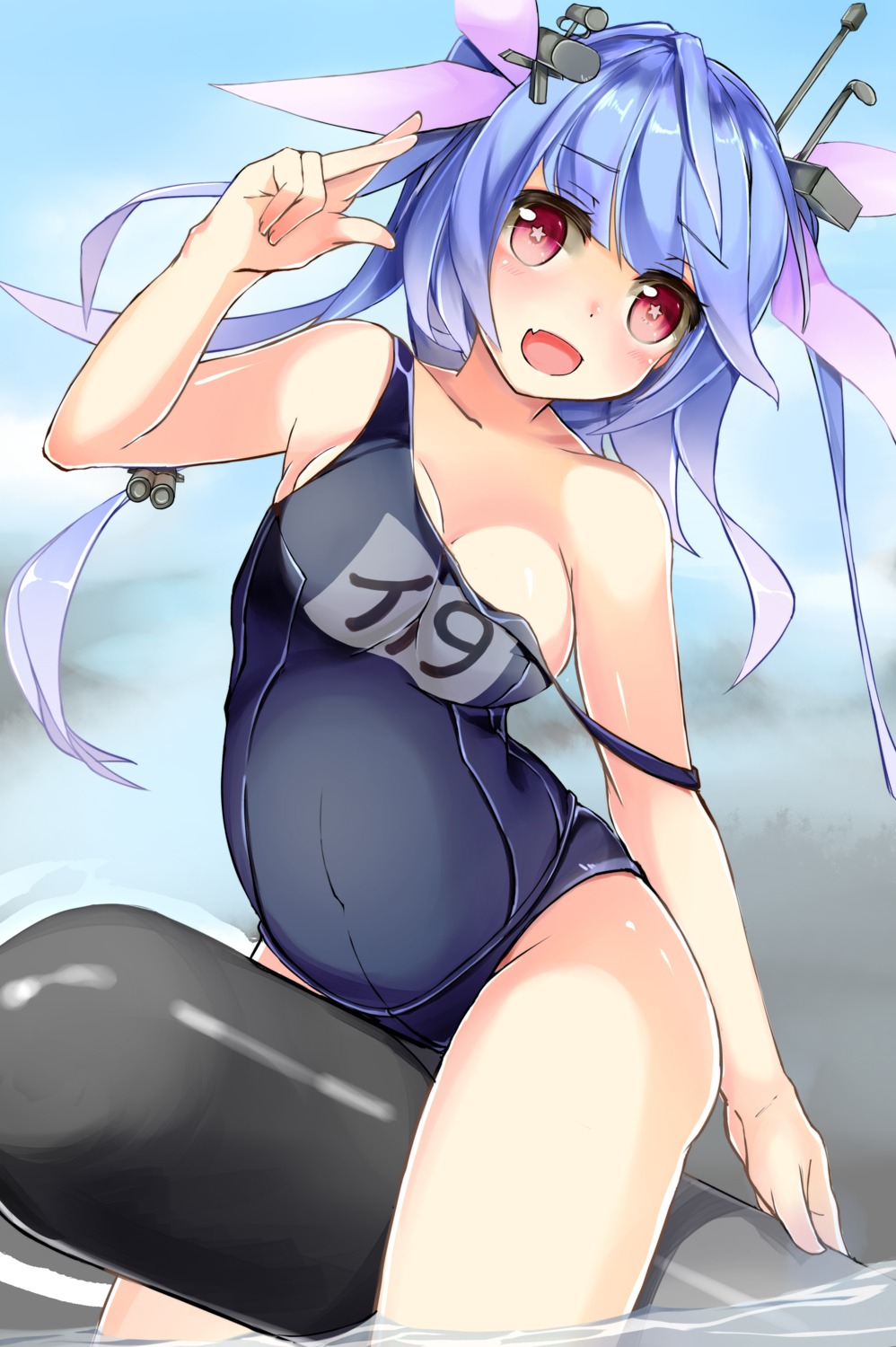 i-19_(kancolle) kantai_collection monoto school_swimsuit swimsuits wardrobe_malfunction wet