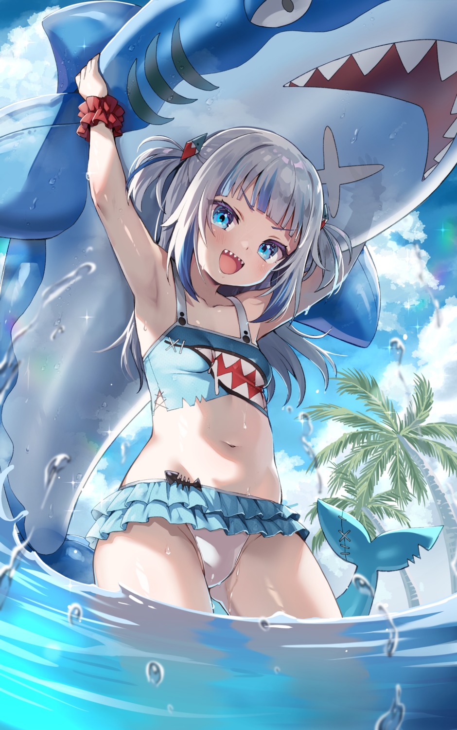 ayaoshiro bikini gawr_gura hololive hololive_english loli swimsuits tail wet