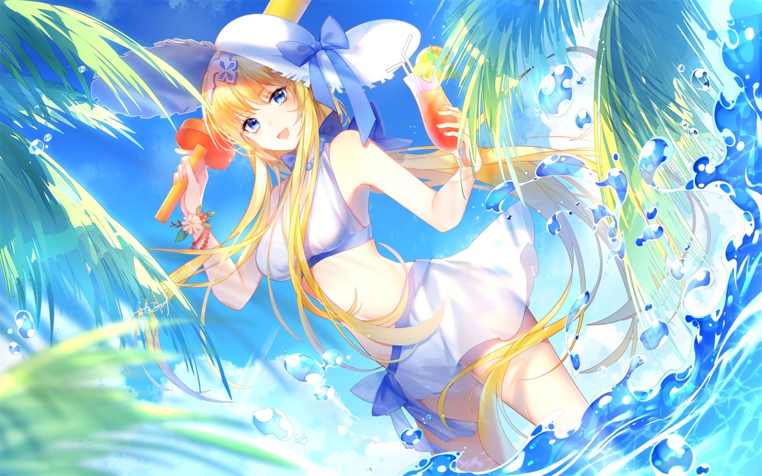 alice_zuberg see_through skirt_lift swimsuits sword wallpaper wet yu_jiu