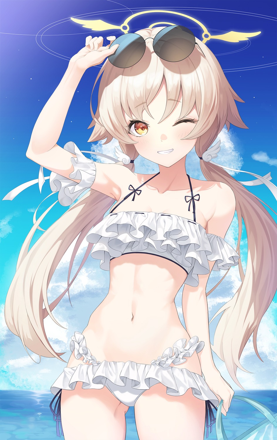 ajitani_hifumi bikini blue_archive halo ju-ok megane swimsuits