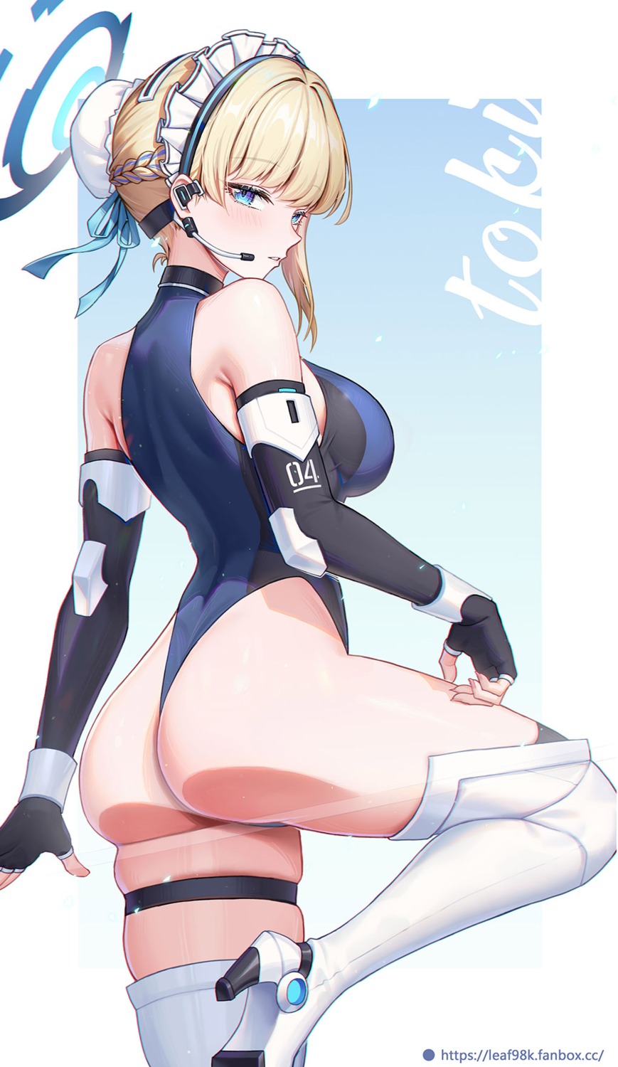 ass asuma_toki blue_archive garter halo heels leaf98k maid swimsuits thighhighs