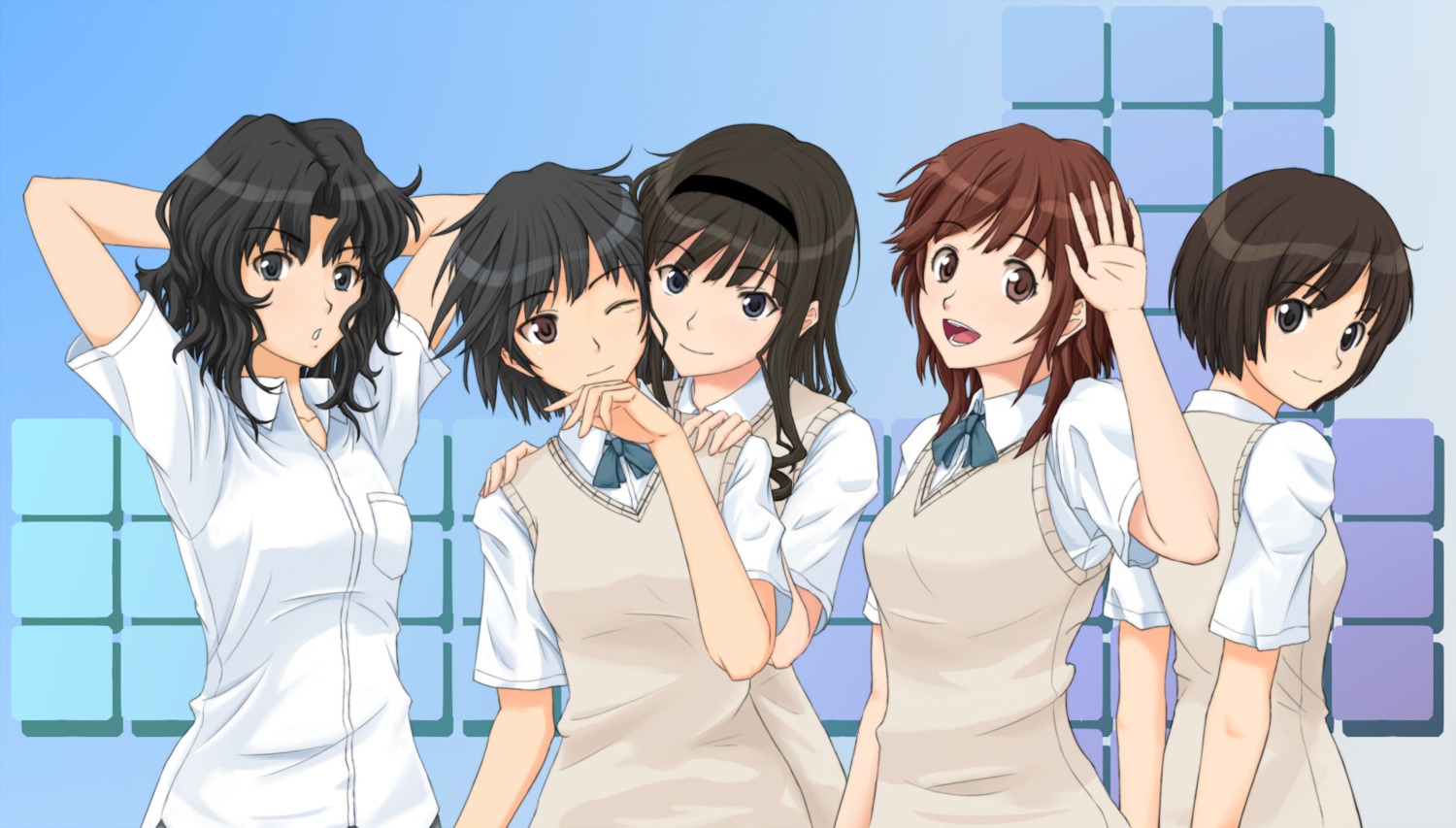 amagami morishima_haruka nanasaki_ai rocket_summer sakurai_rihoko seifuku tachibana_miya tanamachi_kaoru