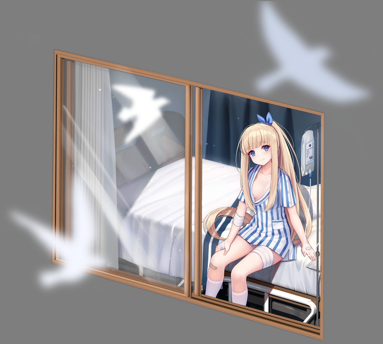 allenes azur_lane bandages bandaid icarus_(azur_lane) no_bra open_shirt pajama transparent_png