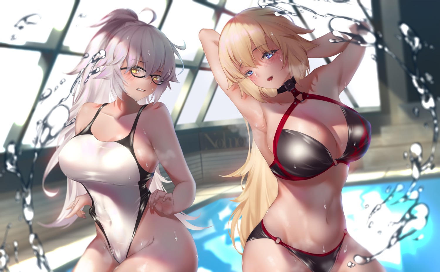 bikini fate/grand_order jeanne_d'arc jeanne_d'arc_(alter)_(fate) jeanne_d'arc_(fate) megane nolmo see_through swimsuits wet