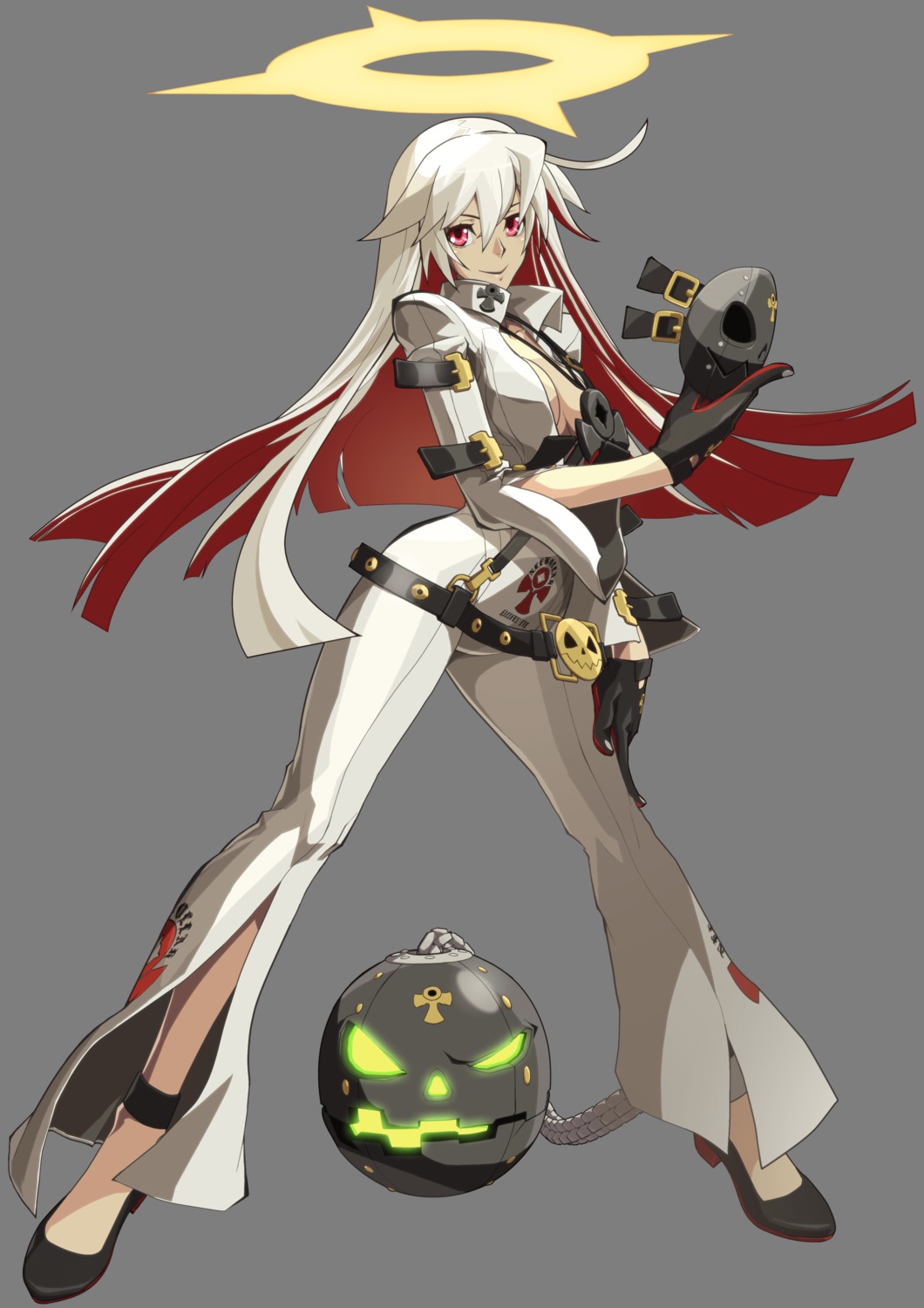 bodysuit cleavage guilty_gear guilty_gear_xrd_revelator heels jack-o no_bra open_shirt transparent_png