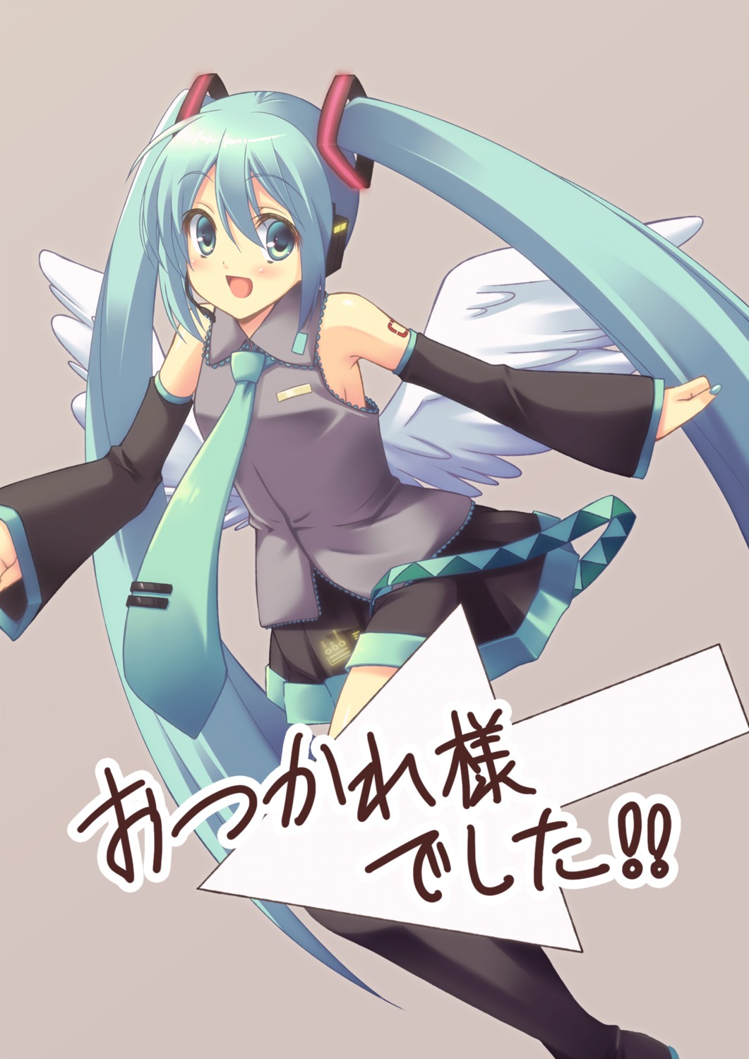 hatsune_miku nanashi_(soregashi) thighhighs vocaloid wings