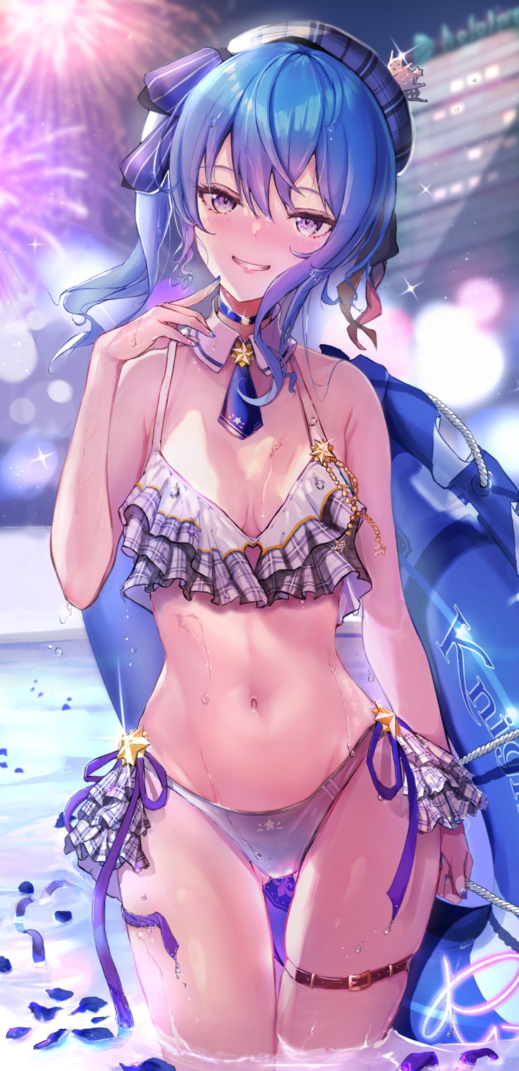 bikini garter hololive hoshimachi_suisei mugiusagi swimsuits wet