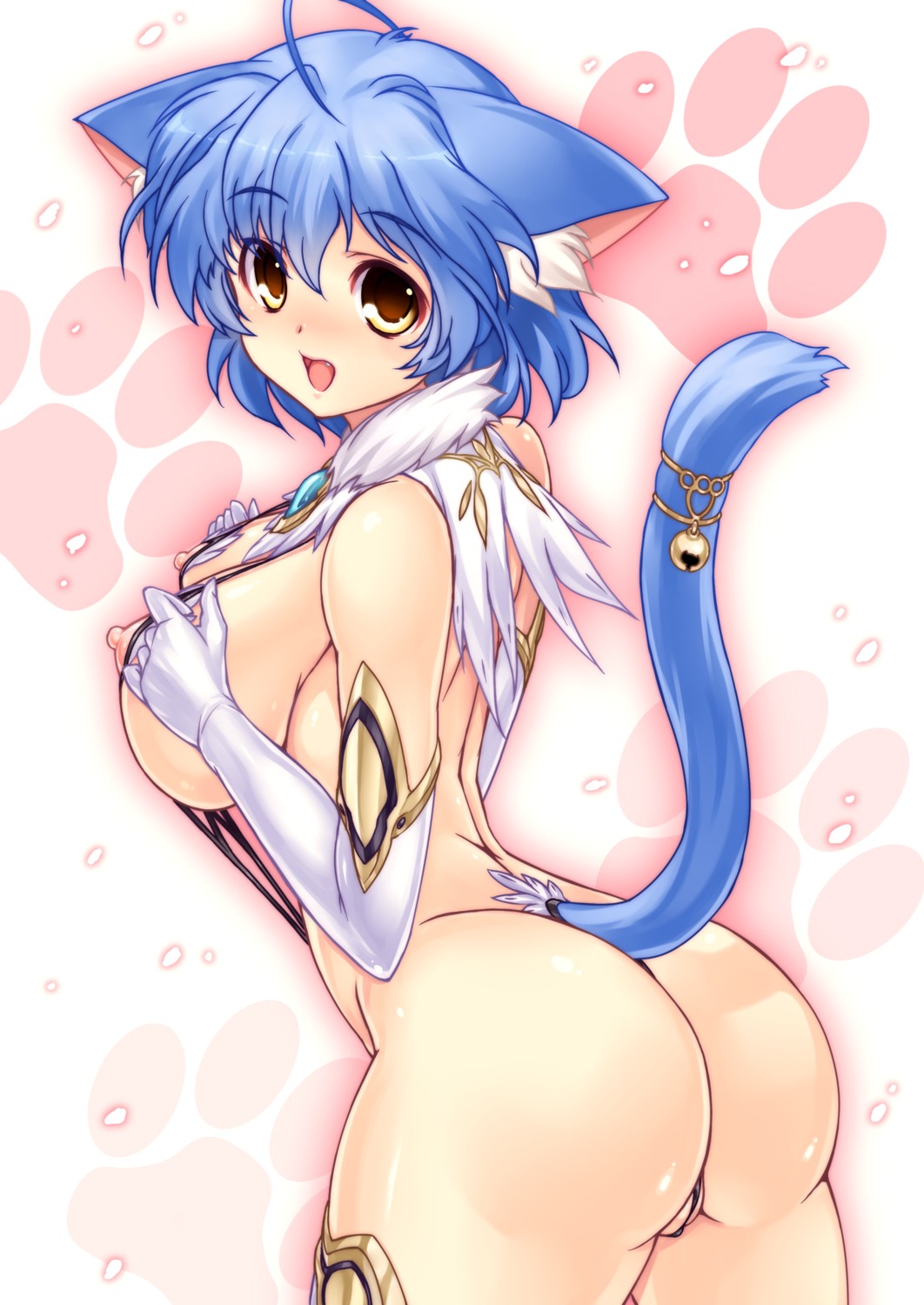 animal_ears ass ishida_hiroyuki nekomimi nipples sling_bikini swimsuits tail