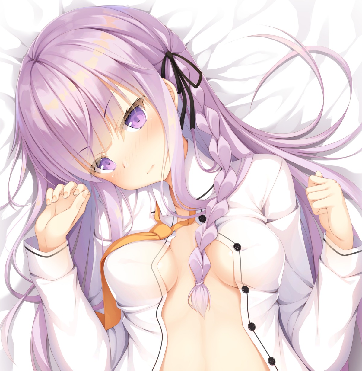 dangan-ronpa kirigiri_kyouko no_bra open_shirt see_through seifuku shinigami_(tukiyomiikuto)