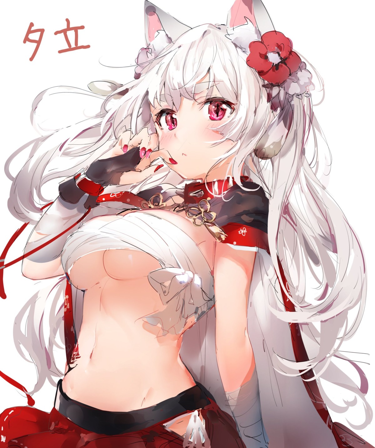 animal_ears azur_lane bandages pantsu sarashi sketch string_panties umibouzu underboob yuudachi_(azur_lane)