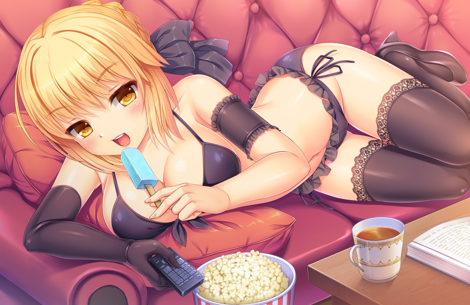 bikini fate/grand_order heels saber saber_alter swimsuits thighhighs umitonakai