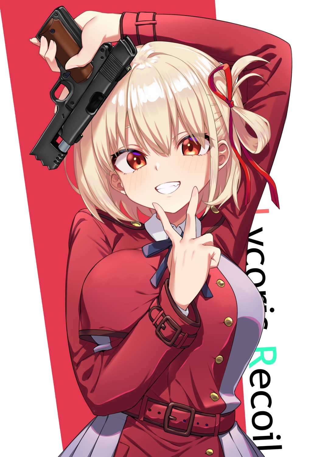 gun ivan_wang lycoris_recoil nishikigi_chisato seifuku