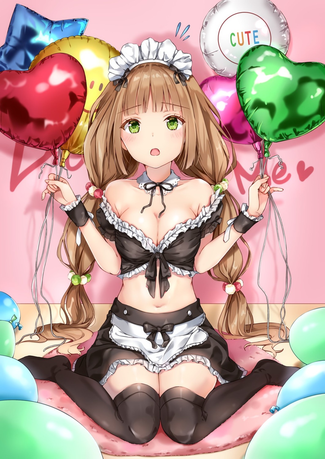 cleavage maid thighhighs yoshida_iyo