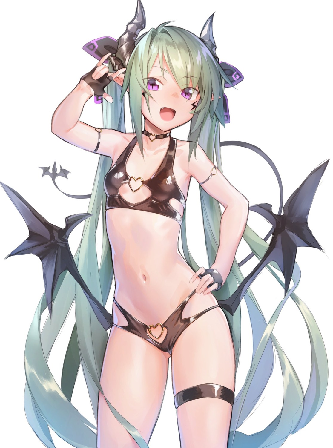 bikini_armor dio_uryyy garter horns pointy_ears tail wings