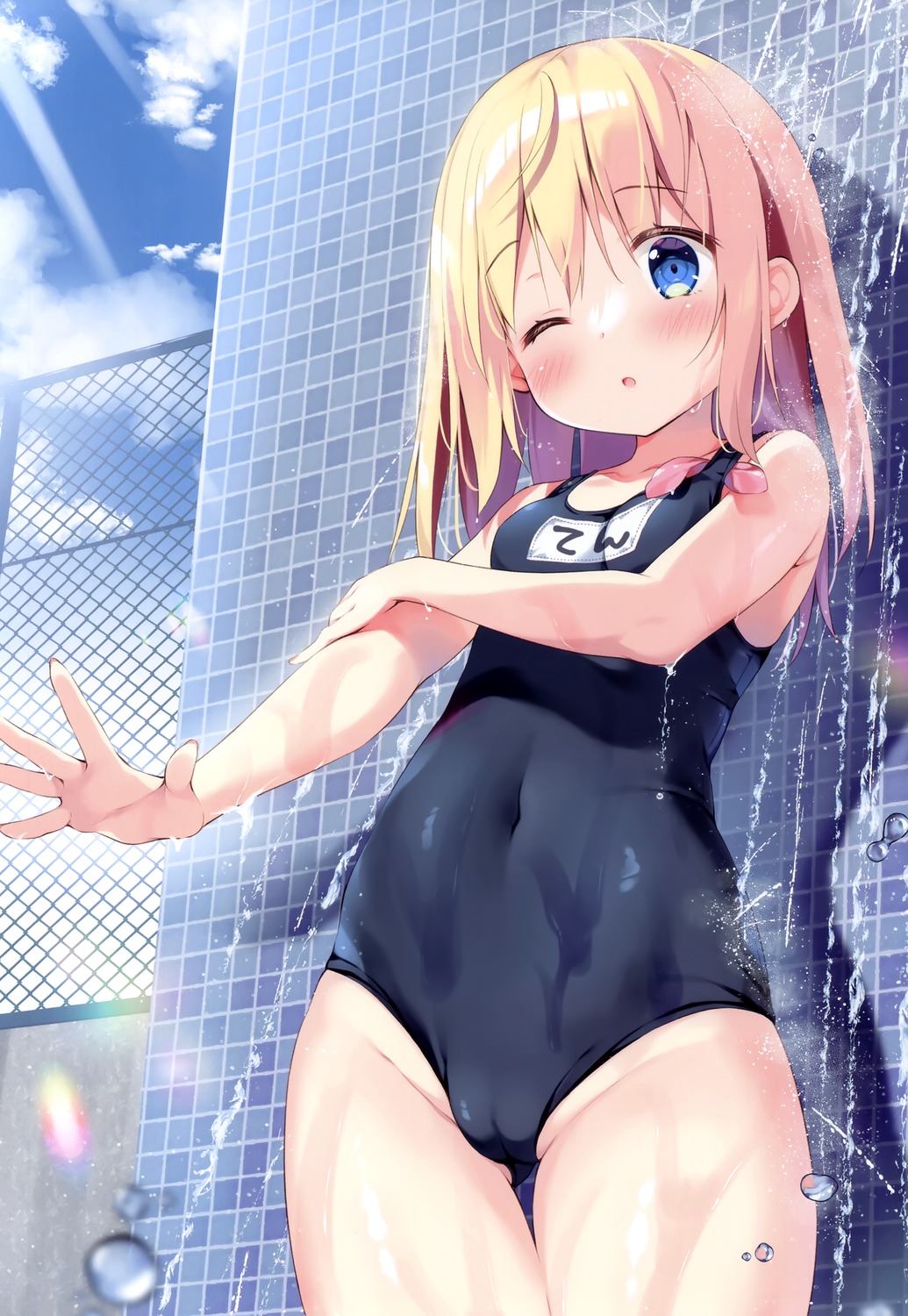 bathing cameltoe loli pan pan_no_mimi school_swimsuit swimsuits ten_(pan_no_mimi) wet