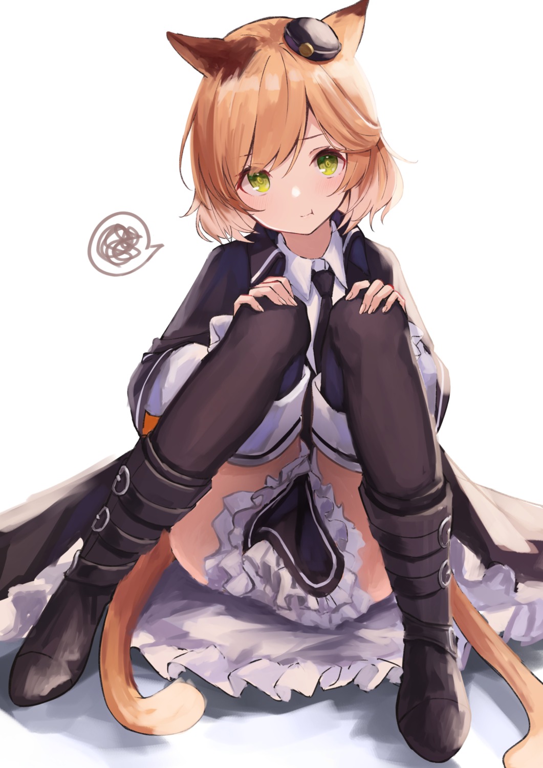 animal_ears arknights knoy3356 mousse_(arknights) skirt_lift tail thighhighs