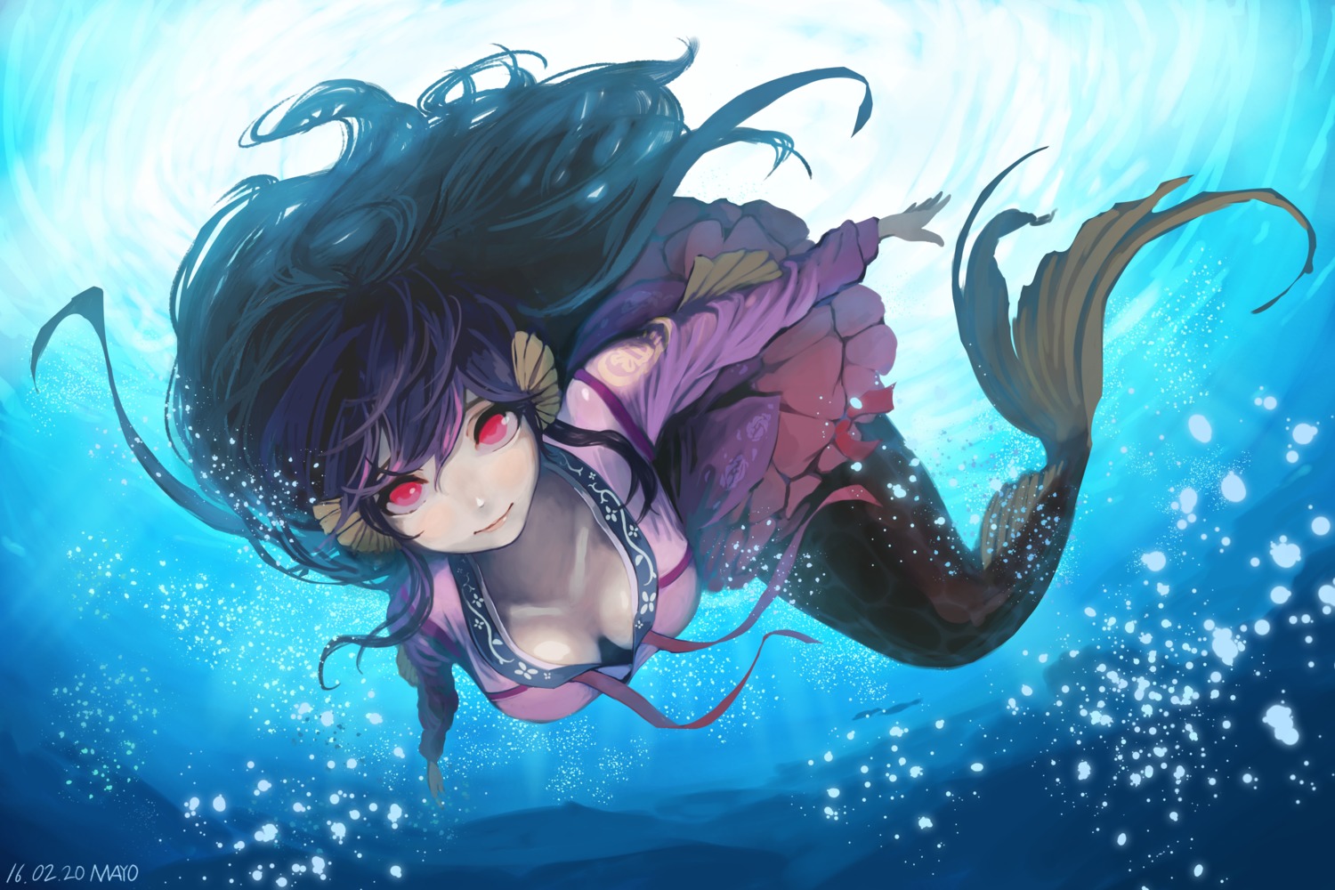 cleavage mayo_(artist) mermaid monster_girl tail
