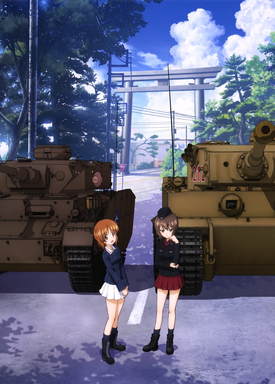 girls_und_panzer landscape nishizumi_maho nishizumi_miho uniform