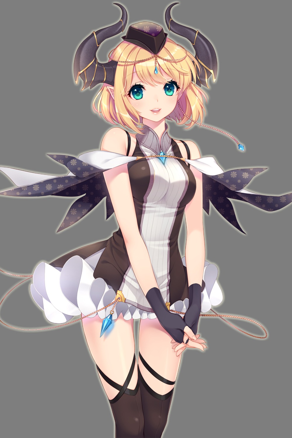 dmyo horns pointy_ears soccer_spirits thighhighs transparent_png