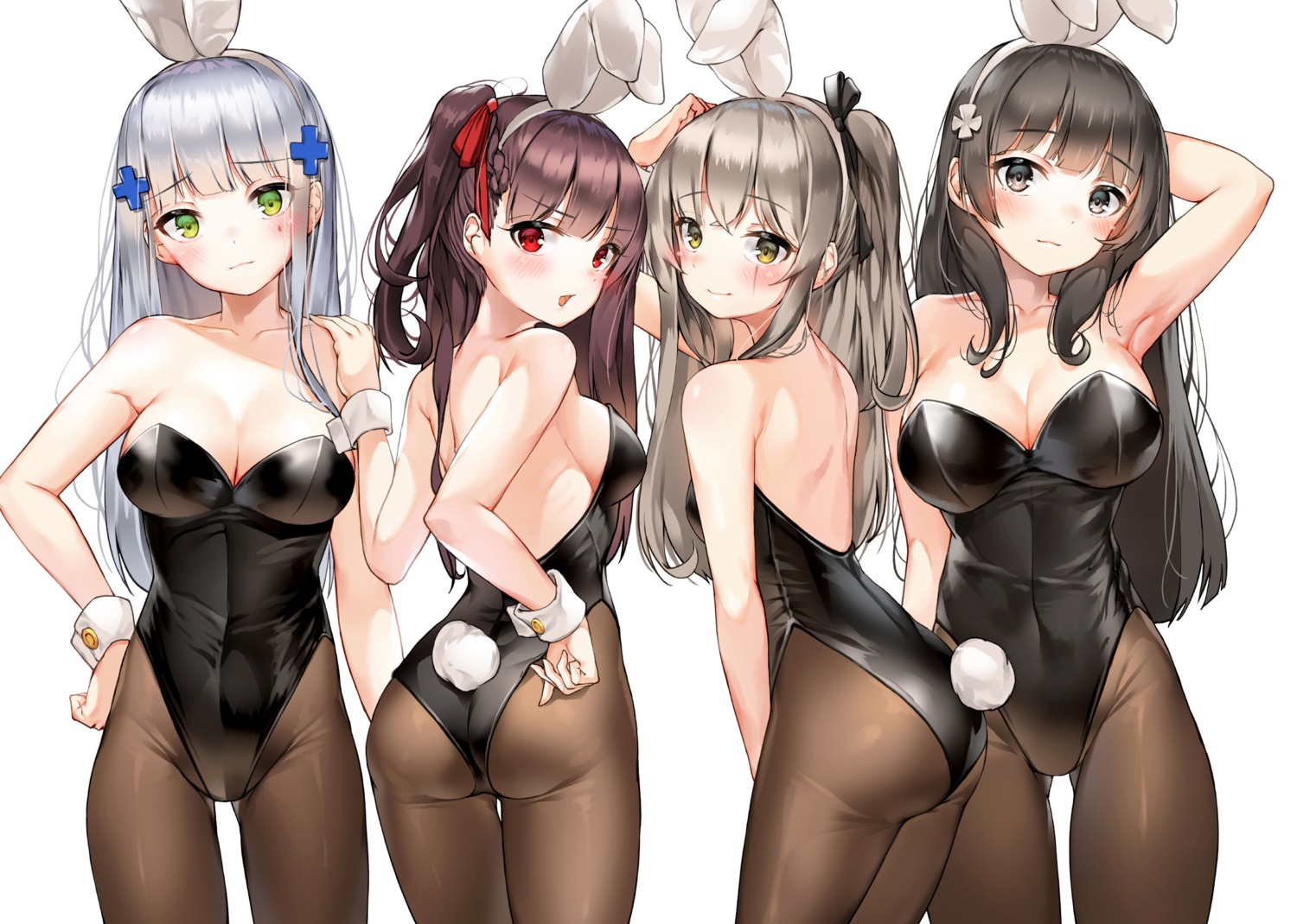 animal_ears ass bunny_ears bunny_girl cleavage dduck_kong girls_frontline hk416_(girls_frontline) pantyhose qbz-95_(girls_frontline) tail ump45_(girls_frontline) wa2000_(girls_frontline)