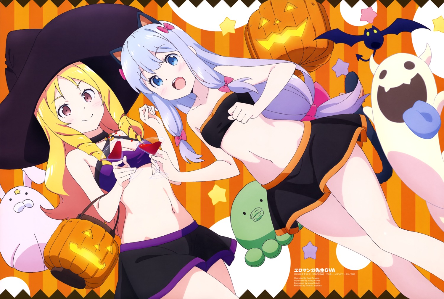 animal_ears bikini_top cleavage eromanga-sensei halloween izumi_sagiri nekomimi sawada_kenji swimsuits tail witch yamada_elf