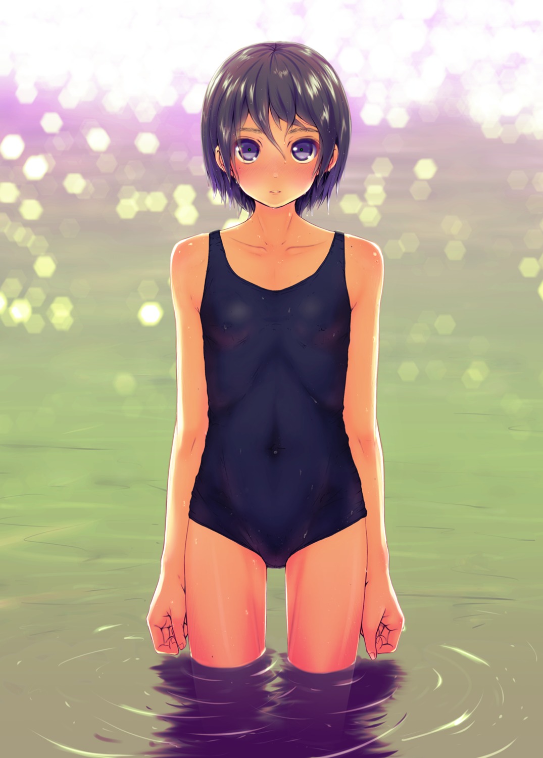 cameltoe erect_nipples school_swimsuit shokubai_phantom_girl swimsuits wet