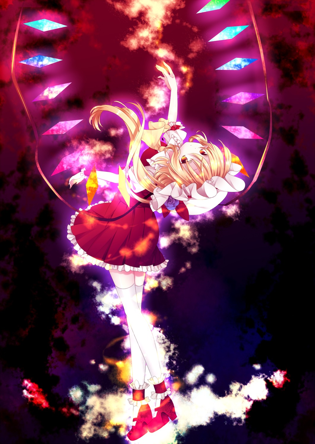 eterna flandre_scarlet riichu thighhighs touhou wings