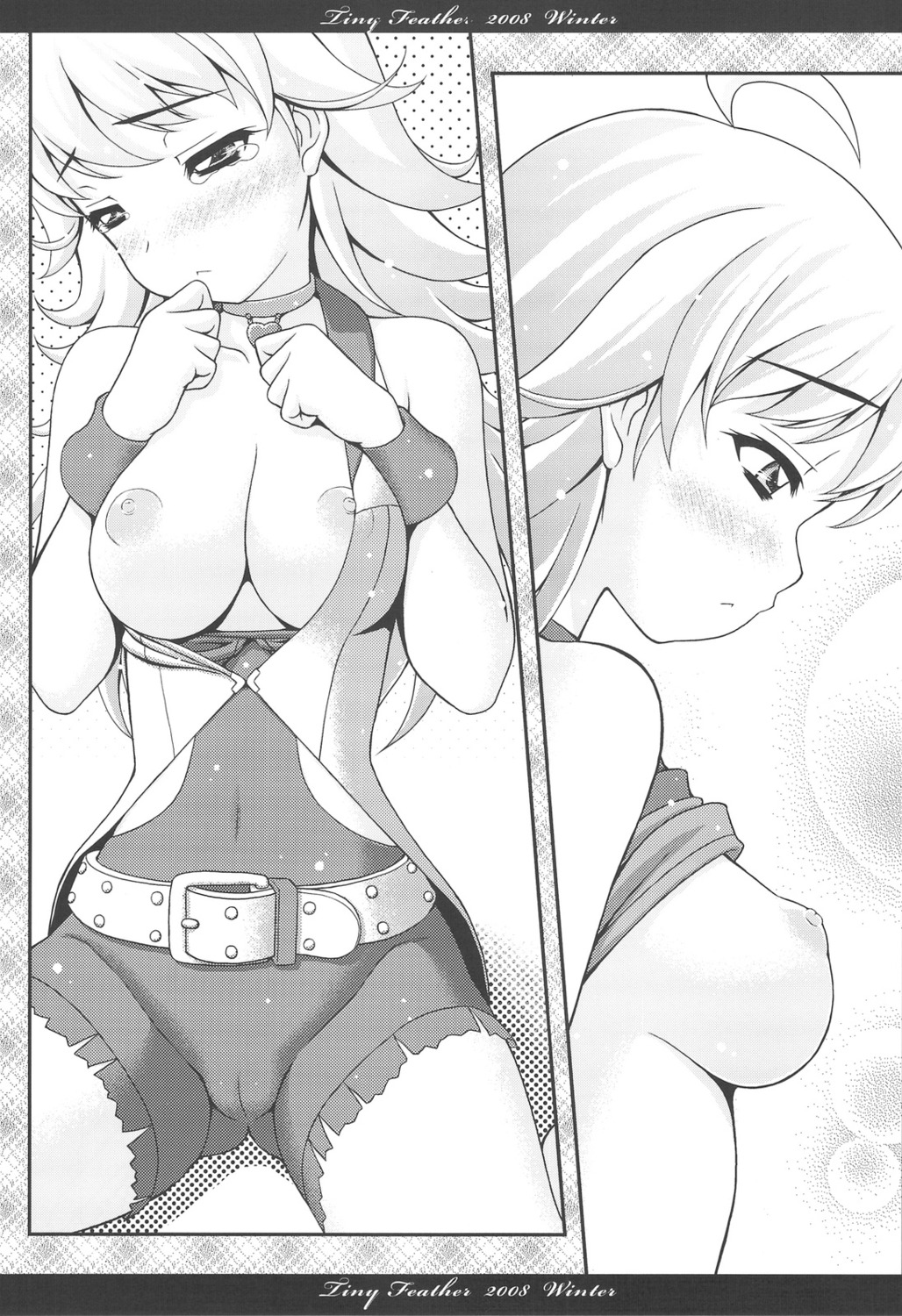 breasts cameltoe hoshii_miki monochrome nipples sin-go the_idolm@ster tiny_feather