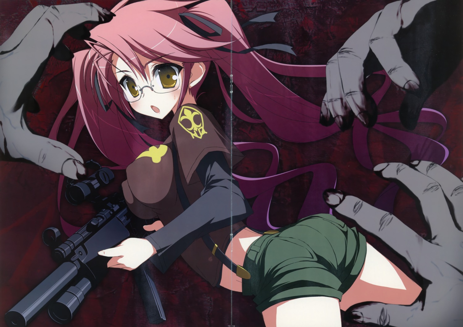 crease erect_nipples fixme gun highschool_of_the_dead megane suzuri takagi_saya tennenseki