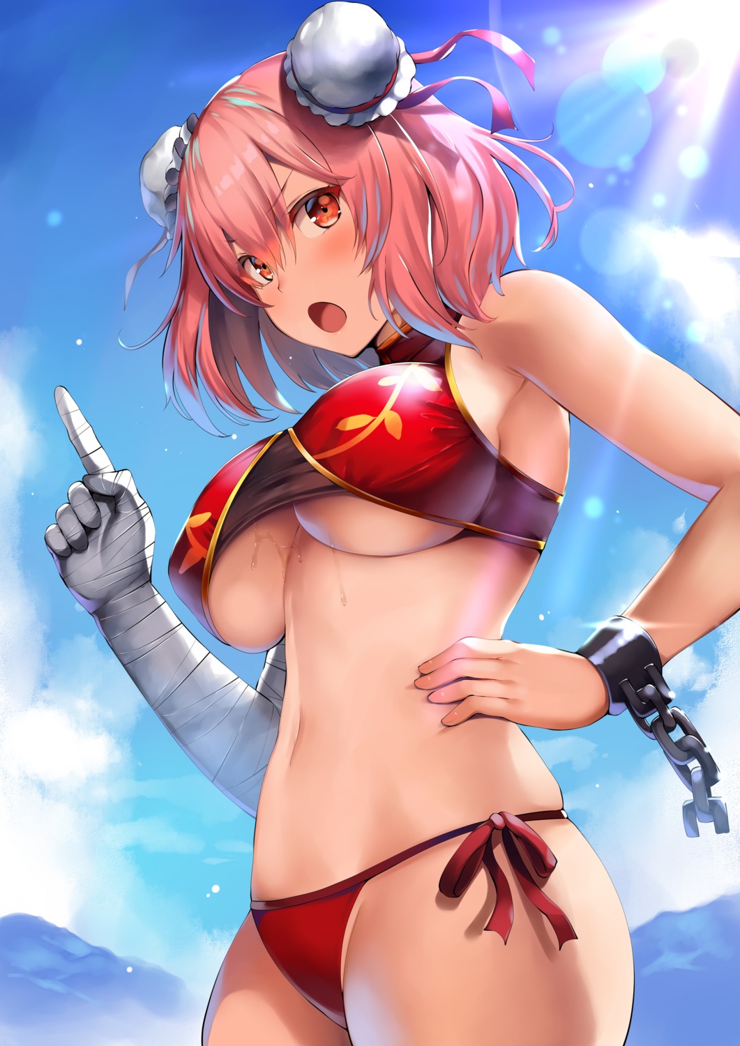 bandages belko bikini ibaraki_kasen swimsuits touhou underboob wet